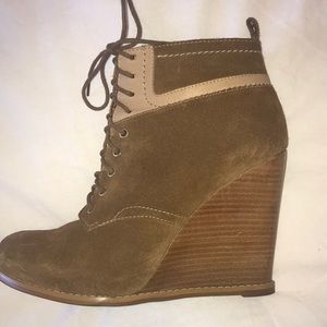 Cynthia Vincent suede wedge heel boot